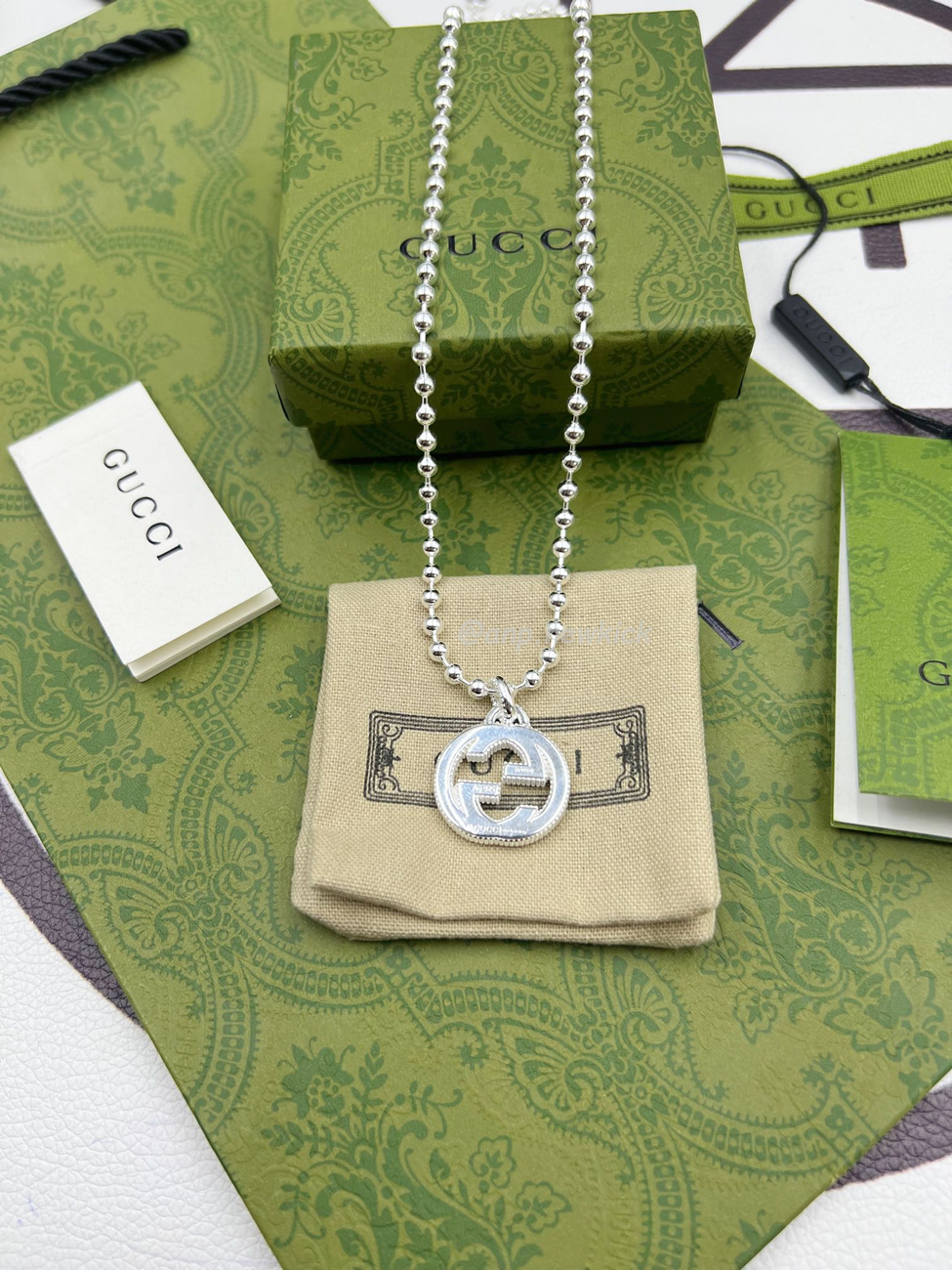 Gucci Interlocking Necklace Silver (2) - www.newkick.vip